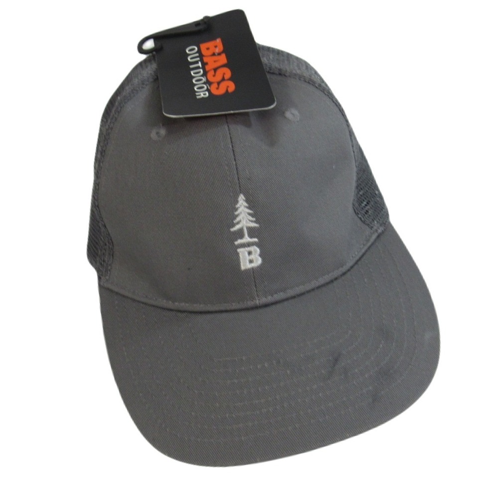 Bass Outdoor Tree Logo Hat Mens One Size Trucker Medium Grey NEW